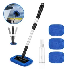 AstroAI Microfiber Car Windshield Cleaner, Car Window Cleaner Kit with 4 Reusable Pads