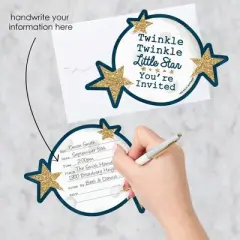 Big Dot of Happiness Twinkle Twinkle Little Star - Shaped Fill-in Invites - Baby Shower or Birthday Party Invitation Cards with Envelopes - Set of 12