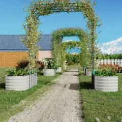1 Set（2PCS Raised Garden Bed with Arch Trellis),Durable Steel Construction,  for Climbing Plants and Outdoor Gardening
