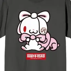 All Purpose Bunny Character With Pink Ribbon Crew Neck Short Sleeve Charcoal Women's T-shirt