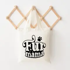 City Creek Prints Fur Mama Bold Canvas Tote Bag - 15x16 - Natural