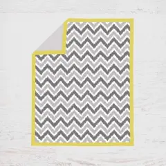 Bacati - Ikat Dots Giraffe Yellow Grey Neutral 4 pc Crib Set with Muslin Sleeping Sack