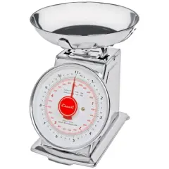 Escali Mercado Dial Scale with Bowl: Stainless Steel Manual Kitchen Food Scale, 11 lb Capacity, Silver