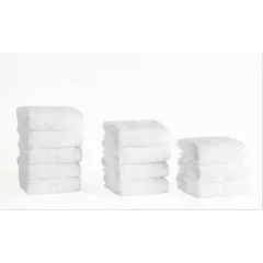 12pc Hotel Collection Washcloth Set White - Makroteks