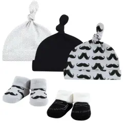 Hudson Baby Infant Boy 13Pc Cap and Socks Set, Mustache, 0-6 Months