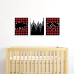 Big Dot of Happiness Lumberjack - Channel the Flannel - Buffalo Plaid Nursery Wall Art, Kids Room & Cabin Decor - 7.5 x 10 inches - Set of 3 Prints