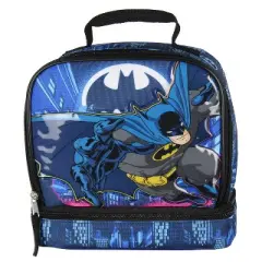 DC Comics The Batman Lunch Box Insulated Dual Compartment Superhero Lunch Bag Black