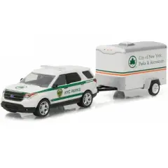 2015 Ford Explorer New York City Dept of Parks and Recreation & Small Cargo Trailer Hitch & Tow Series 7 1/64 Greenlight