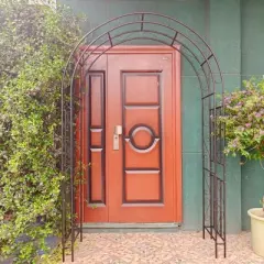 NicBex Metal Garden Arch Garden Trellis L59" x W17.71" x H90.55" Arch Rustproof Garden Tower for Garden, Black