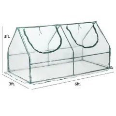 Aoodor 6' x 3 ' x 3' Portable Mini Greenhouse PE Cover 2 Zipper Door