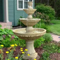 Sunnydaze 55"H Electric Polystone Classic Style 3-Tier Designer Outdoor Water Fountain