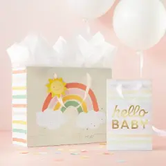 "Welcome Home Little One" Baby Medium Gift Bag - Spritz&trade;: Rainbow Pattern, Multicolored, Baby Shower & Girl Gift