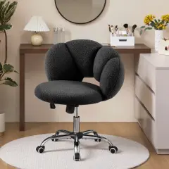 Yaheetech Boucle Upholstered Rolling Makeup Vanity Chair
