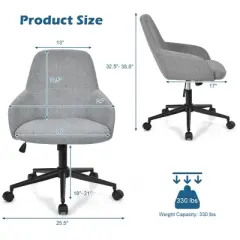 Costway Linen Accent Office Chair Adjustable Rolling Swivel Task Chair w/Armrest