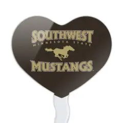 Southwest Minnesota State University Mustangs Logo Heart Love Cupcake Picks Toppers Decoration Set of 6