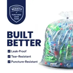 Plasticplace 55-60 Gallon Trash Bags, Clear (50 Count)