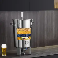 VEVOR 304 Stainless Steel Kettle, 8 GALLON Beer Brew Fermentor, Kettle Stock Pot Includes Lid, Handle, Valve, Spigot, Thermometer, Silver