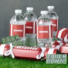 Big Dot of Happiness End Zone - Football - Baby Shower or Birthday Party Water Bottle Sticker Labels - Set of 20