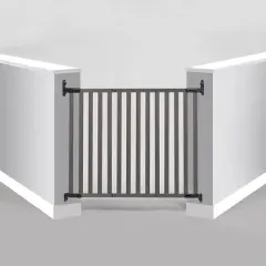 KidCo G2304 Angle Mount Safeway Top of Stairs Quick Release Baby Gate for Blocking Stairs or Hallways and Dividing Rooms, 42.5 x 31 Inch, Bamboo, Gray