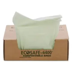 Stout by Envision EcoSafe-6400 Bags, 13 gal, 0.85 mil, 24" x 30", Green, 45/Box