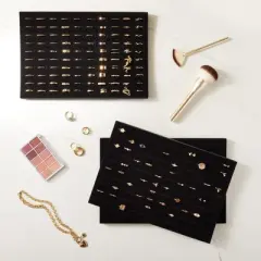 Juvale 5-Pack 100 Slots Velvet Ring Insert Display Tray - Foam Holder Organizer for Selling Jewelry (13 x 9 In, Black)