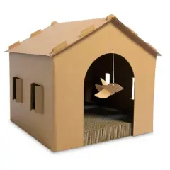 FurHaven Corrugated House Cat Scratcher With Catnip