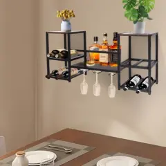 YIYIBYUS Wall Mounted Wine Storage Display Rack, Industrial Wine Rack