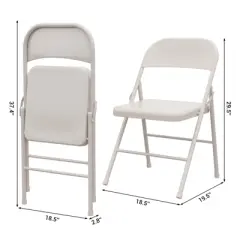 Metal Folding Chairs 2 Pack/4 Pack , Double-Hinged Heavy Duty Steel Frame, Foldable & Stackable
