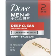Dove Men+Care Men's Bar Soap Deep Clean, 3.75 oz, 2 Bars
