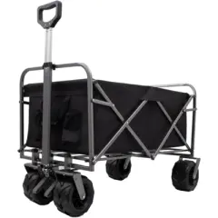 RISOKEYS Heavy Duty Collapsible Folding Wagon Cart with All-Terrain Wheels & Foot Brake,200Lbs Capacity Garden Utility Wagon for Beach,Camping