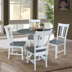 42" Jaylen Dual Drop Leaf Dining Table with 4 Splat Back Chairs White/Heather Gray - International Concepts