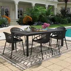 Christopher Knight Home Paddy 7 Pieces Outdoor Modern Metal and Polypropylene Dining Set with Stackable Chair