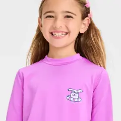 Girls' Animal Icon Printed Rash Guard Swim Top - Cat & Jack&trade; Purple
