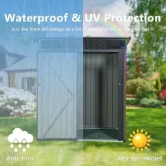 5x3ft Metal Garden Storage Shed, Outdoor Steel Shed with Sliding Doors & Lock, Aluminum Frame for Easy Assembly, Perfect for Patio & Lawn