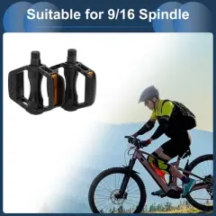 Unique Bargains Cycling Bicycle Pedals 9/16" Spindle Aluminum Alloy for Road Mountain BMX MTB Bike Black
