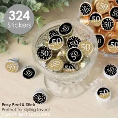 Big Dot of Happiness Adult 50th Birthday - Gold - Birthday Party Small Round Candy Stickers - Party Favor Labels - 324 Count