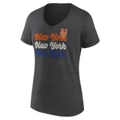 MLB New York Mets Women's Gray Short Sleeve V-Neck T-Shirt