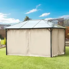 Resenkos Gazebo Pergola Privacy Panels,9.84' x 13.1' Gazebo Sidewall Set with Hooks/C-Rings, Beige