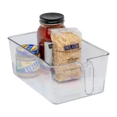 Dial Large Clear Bin with Handle: Kitchen & Pantry Organizer, Freezer Bin, Plastic Storage, 12"x7"x4.5"