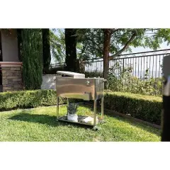 Permasteel 80qt Stainless Steel Outdoor Cooler Cart Silver