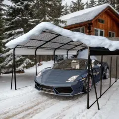 Metal Heavy Duty Metal Canopy Carport,Galvanized Steel Outdoor Carport Shelter with Reinforced Structure,Garage Shed for Car,Truck-Coolbibila