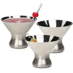 RSVP International Stainless Steel Stemless Martini Glass Set/2