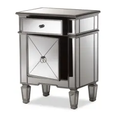 Claudia Hollywood Regency Glamour Style Mirrored Nightstand - Baxton Studio