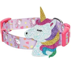 Blueberry Pet Dreamy Unicorn Adjustable Dog Collar with Detachable Unicorn
