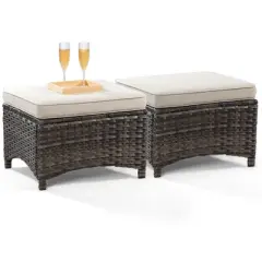 UPTIOT Metal Outdoor Ottoman with Cushion