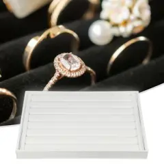 Unique Bargains PU Leather Stackable Jewelry Tray Flat Strip Style, Jewelry Drawer Organizer Trays Showcase for Bracelets Earrings White