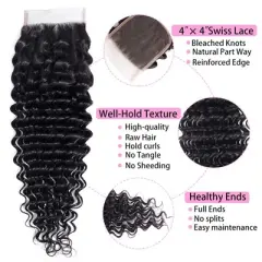Jessie's Wig 12-20 Inch Lace Frontal Deep Wave 4x4 Natural Black 1 Pc/Pack