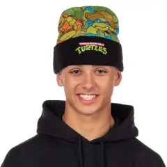 Teenage Mutant Ninja Turtles Cuffed Beanie Leonardo Raphael Michelangelo Donatello Upper Fleece TMNT Cap Knit Hat Multicolored