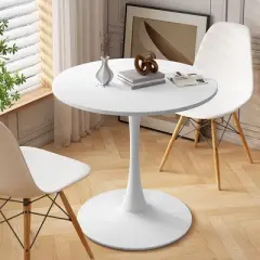 31.5'' Haven Small Round Dining Table With Metal Pedestal Dining Table Base-Maison Boucle