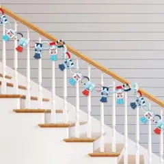 Big Dot of Happiness Ahoy It's a Boy - 90 Chain Links and 30 Paper Tassels Decoration Kit - Nautical Baby Shower Paper Chains Garland - 21 feet